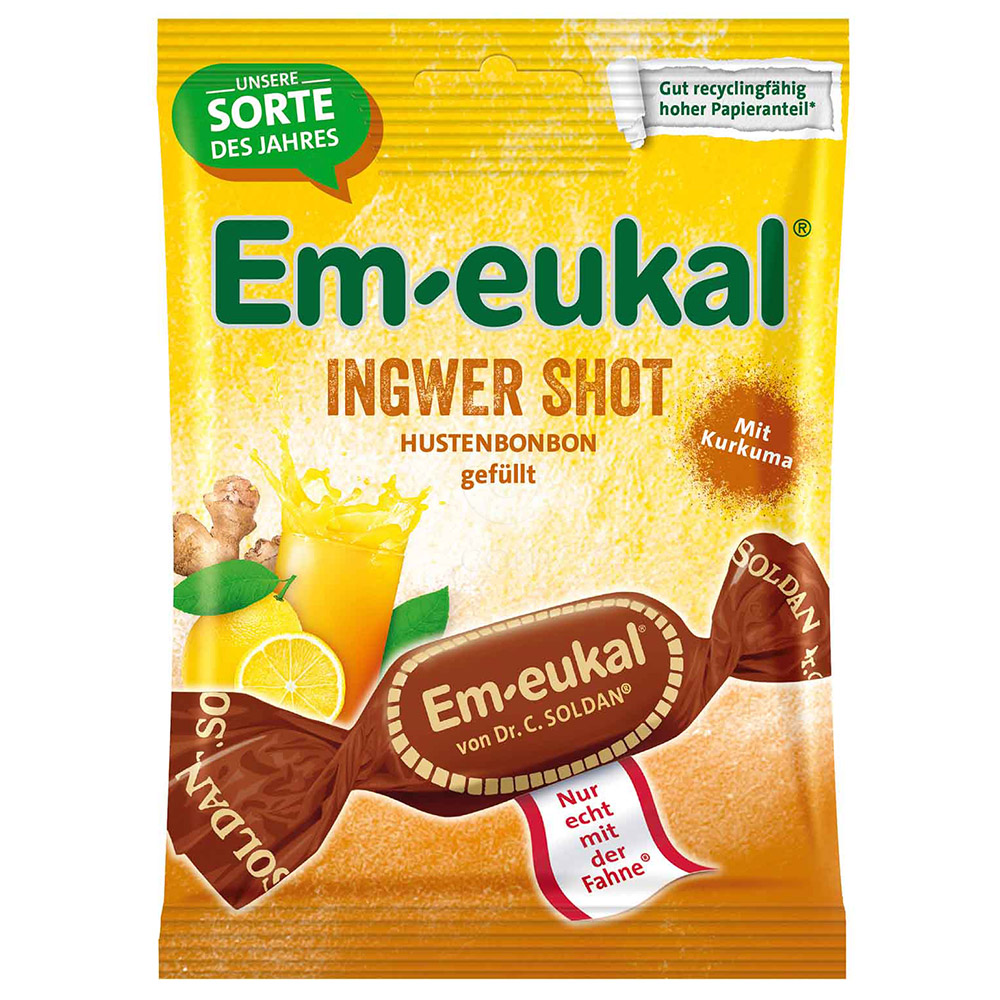 Dr. Soldan Em-Eukal Ingver Shot, bonboni s kurkumo (75 g)