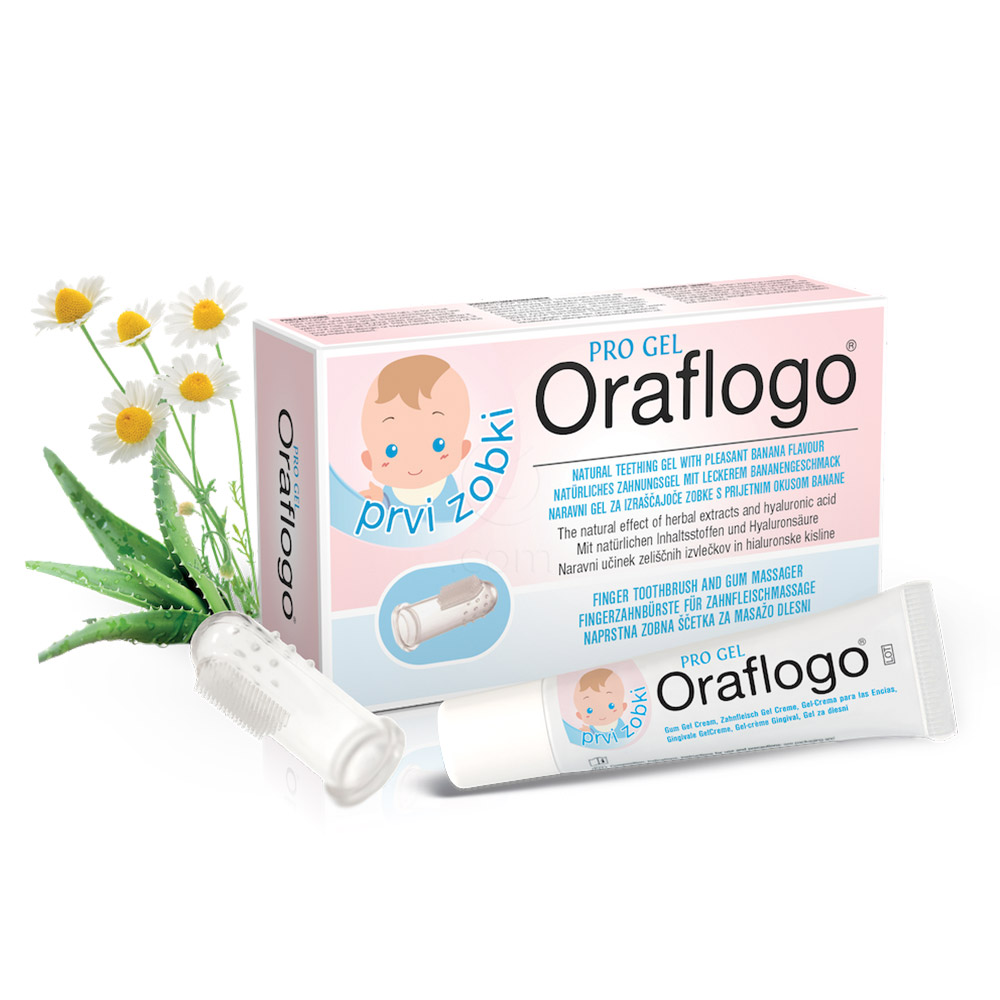 Oraflogo Pro Gel Prvi Zobki, gel  (15 ml + 1 naprstna ščetka)