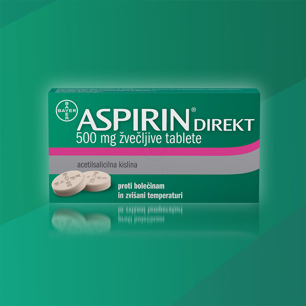 Aspirin direkt 500 mg, žvečljive tablete (10 tablet)