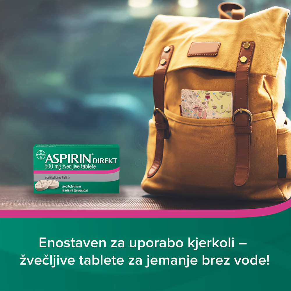 Aspirin direkt 500 mg, žvečljive tablete (10 tablet)