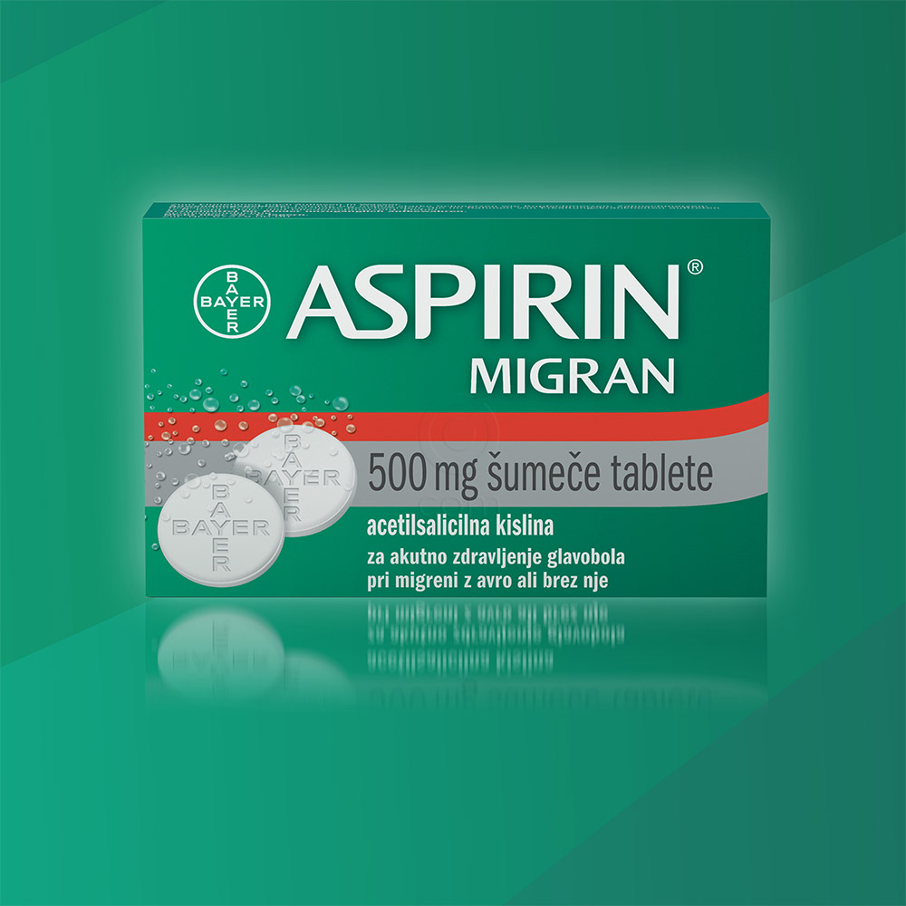 Aspirin migran 500 mg, šumeče tablete (12 tablet)