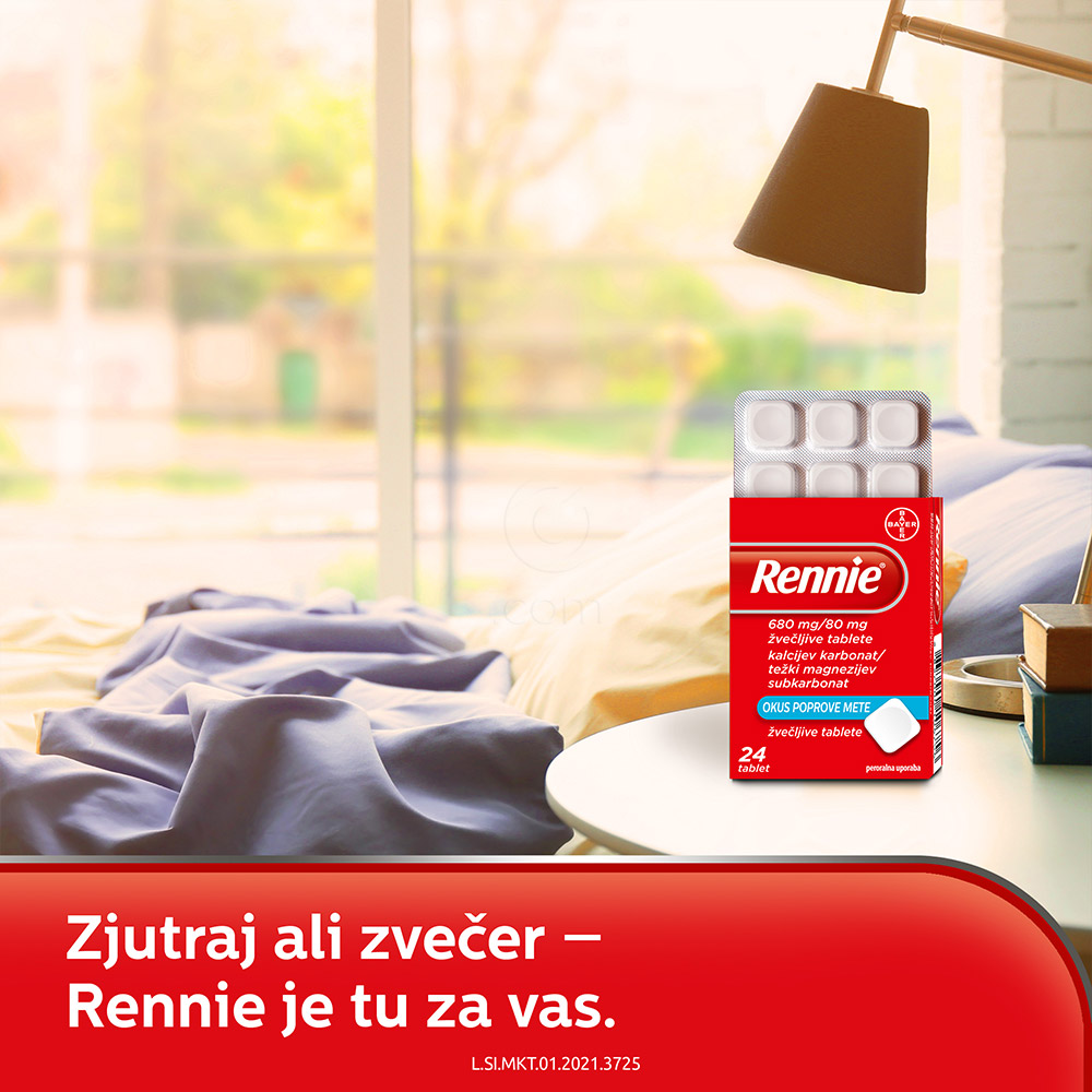Rennie 680 mg/80 mg, žvečljive tablete (24 žvečljivih tablet)