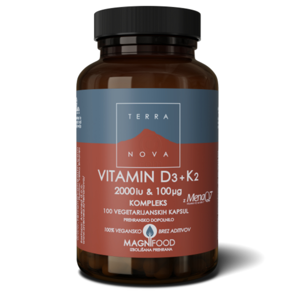 Terranova Vitamin D3 2000 I.E. + Vitamin K2 100 µg Kompleks, kapsule (100 kapsul)