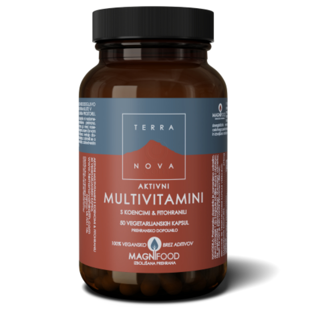 Terranova aktivni multivitamini s koencimi in fitohranili, vegetarijanske kapsule (50 kapsul)
