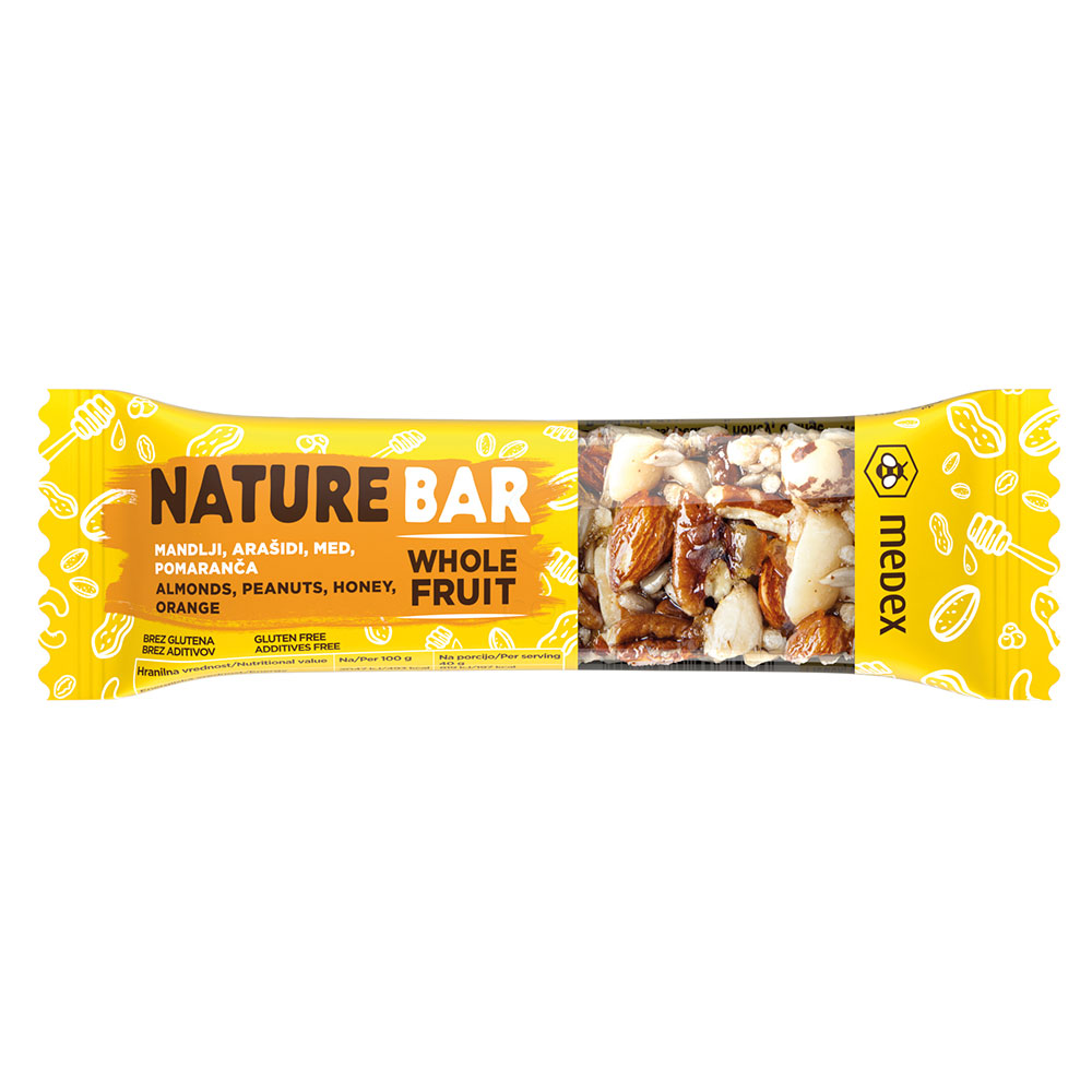 Medex, Nature bar ploščica - pomaranča (40 g)