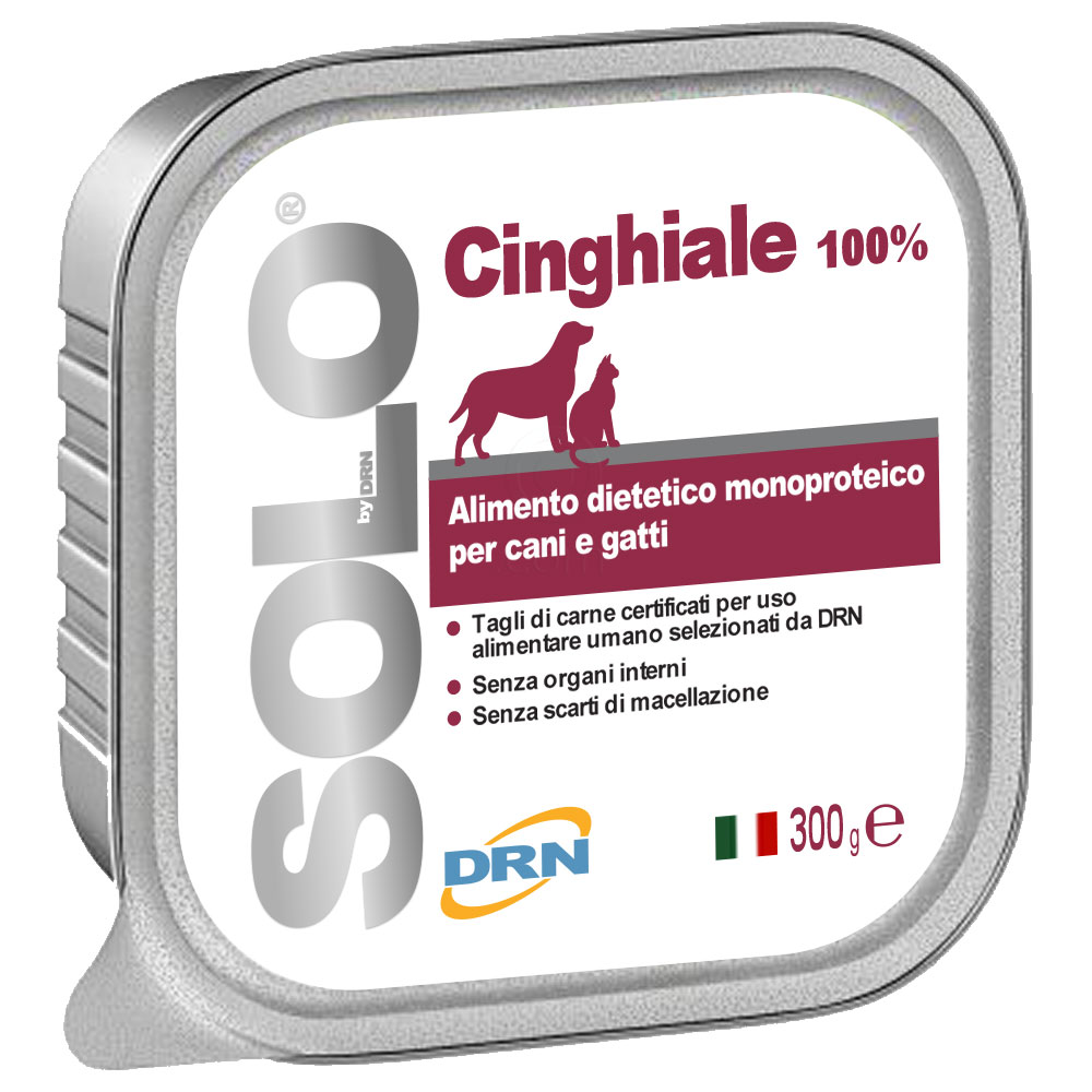 Solo Cinghiale, monoproteinska dieta za pse in mačke z divjim prašičem (6 x 300 g)