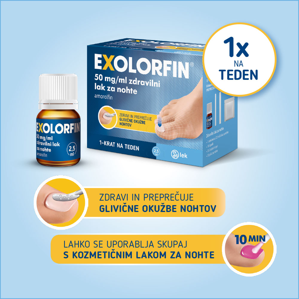 Exolorfin 50 mg/ml, zdravilni lak za nohte (2,5 ml)