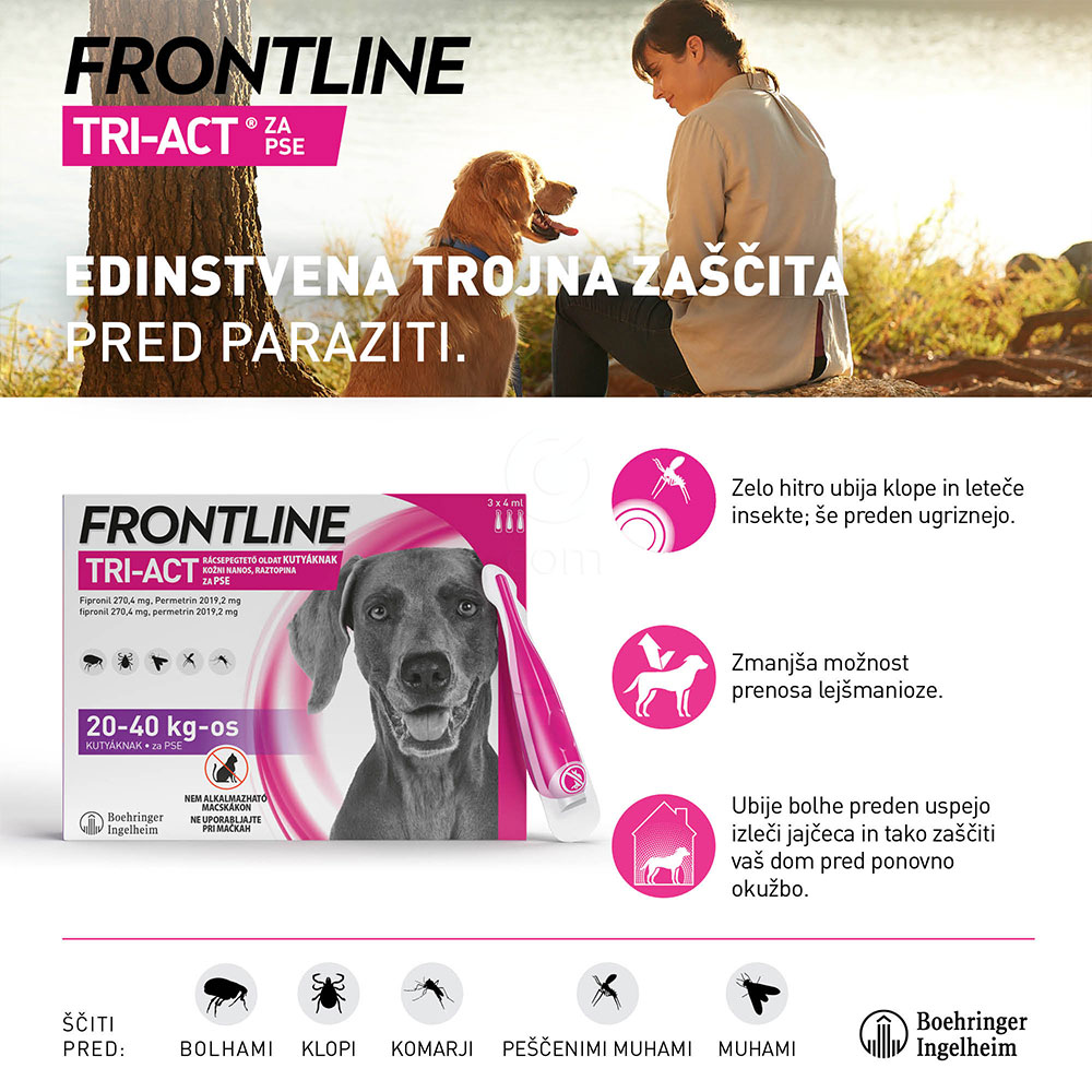 Frontline Tri-Act, kožni nanos za pse (20-40 kg) - 3 x 4 ml