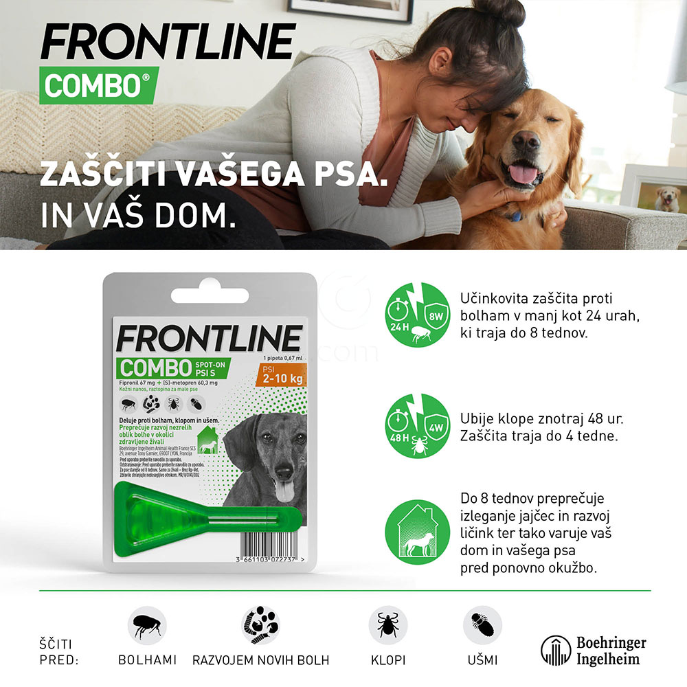 Frontline Combo Dog, kožni nanos za male pse (2-10 kg) - 1 pipeta (0,67 ml)