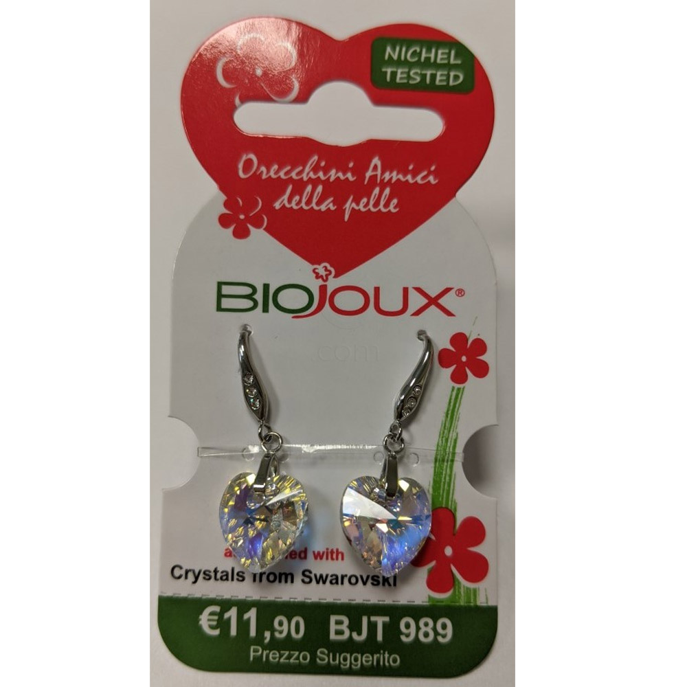 Biojoux, uhani iz kirurškega jekla - viseč srček (2 uhana)