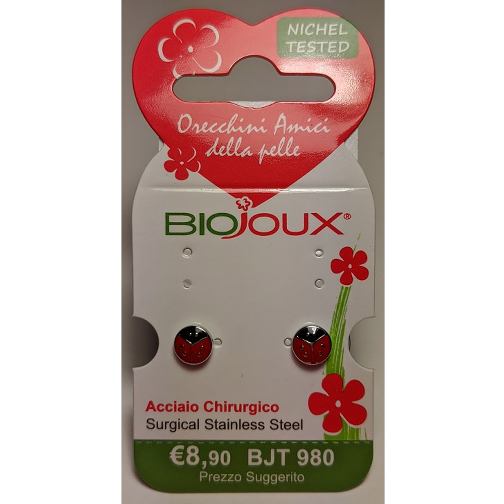 Biojoux, uhani iz kirurškega jekla - pikapolonica - BJT980 (2 uhana)