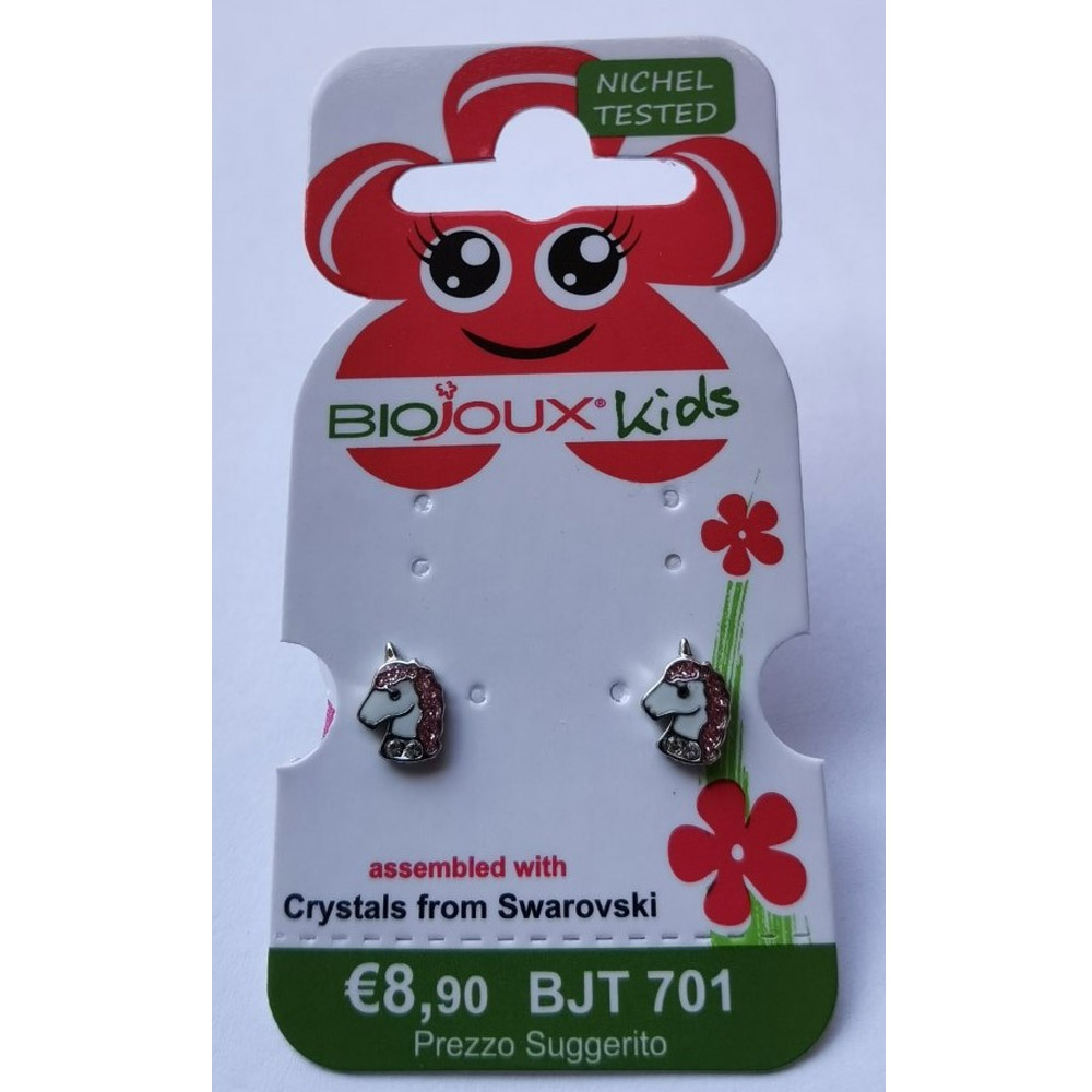 Biojoux, uhani iz kirurškega jekla - roza Swarovski samorog - BJT701 (2 uhana)