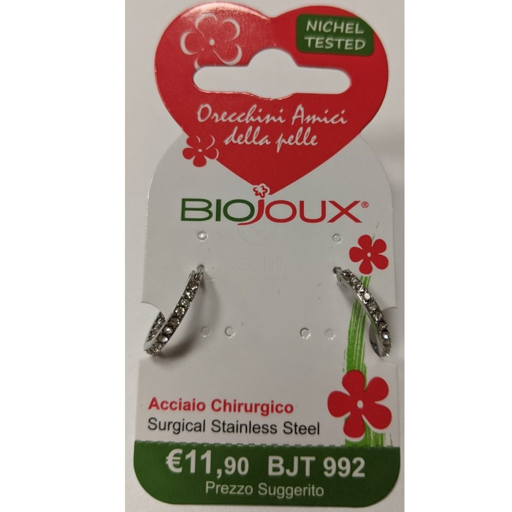 Biojoux, uhani iz kirurškega jekla - sklenjen obroček s kristali - BJT992 (2 uhana)