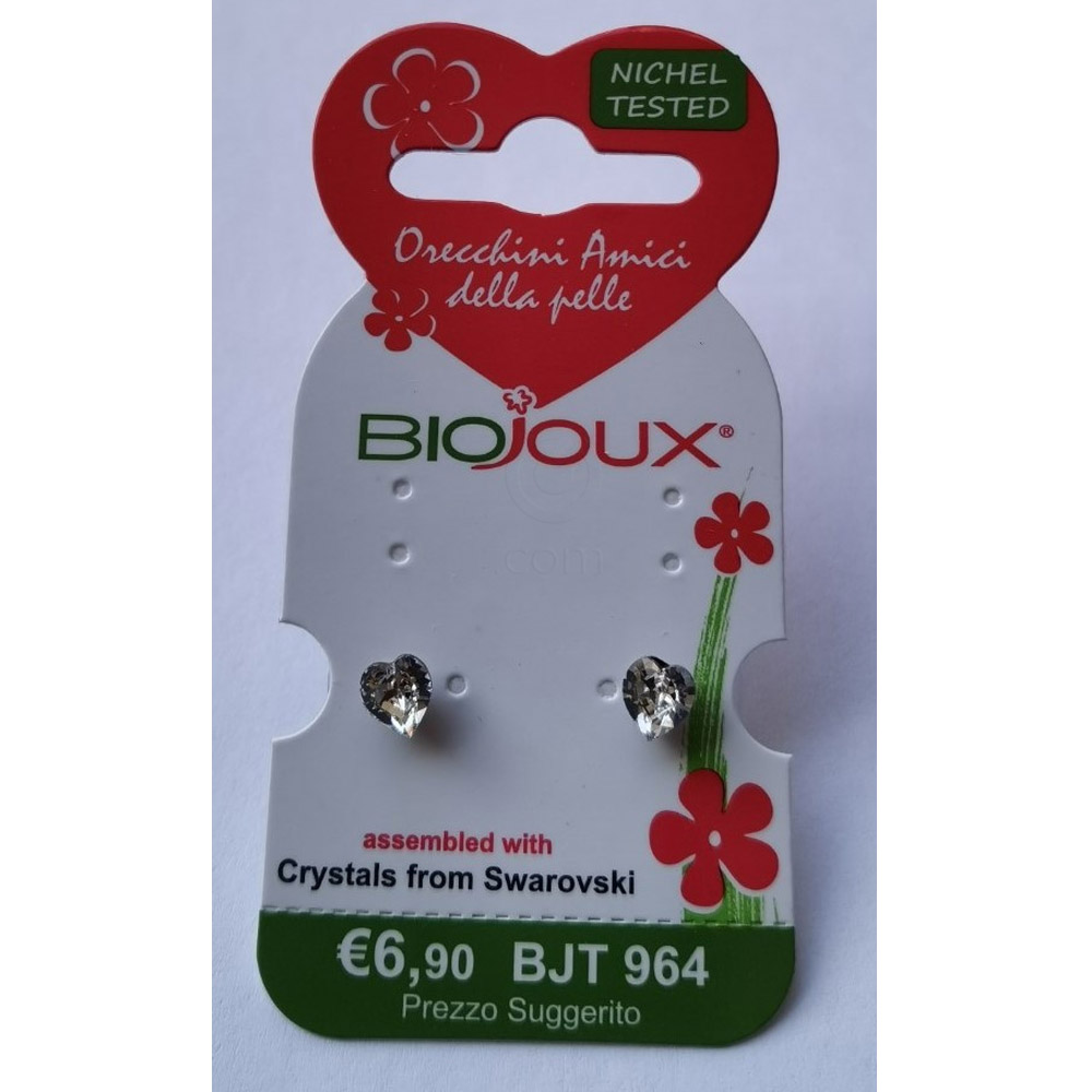 Biojoux, uhani iz kirurškega jekla - Swarovski kristalno srce - BJT964 (2 uhana)
