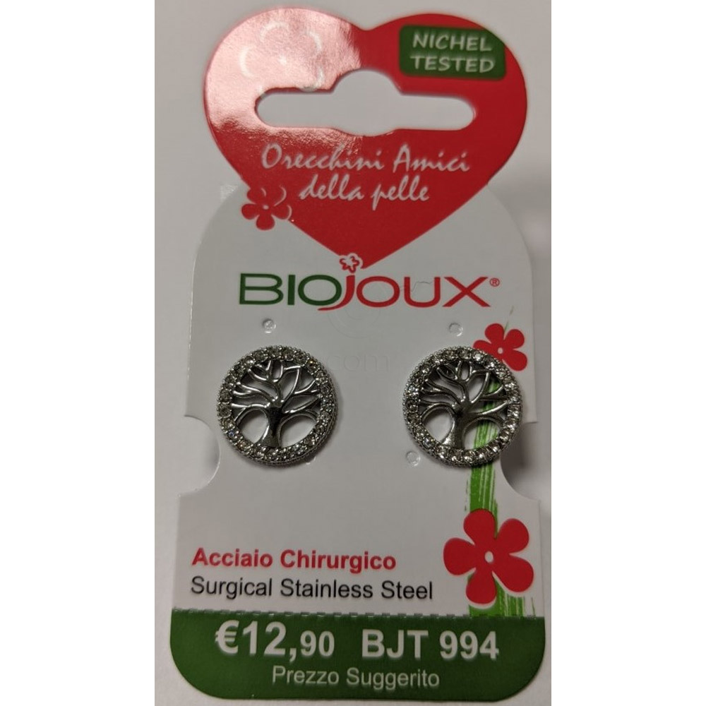 Biojoux, uhani iz kirurškega jekla - drevo življenja s kristali - BJT994 (2 uhana)