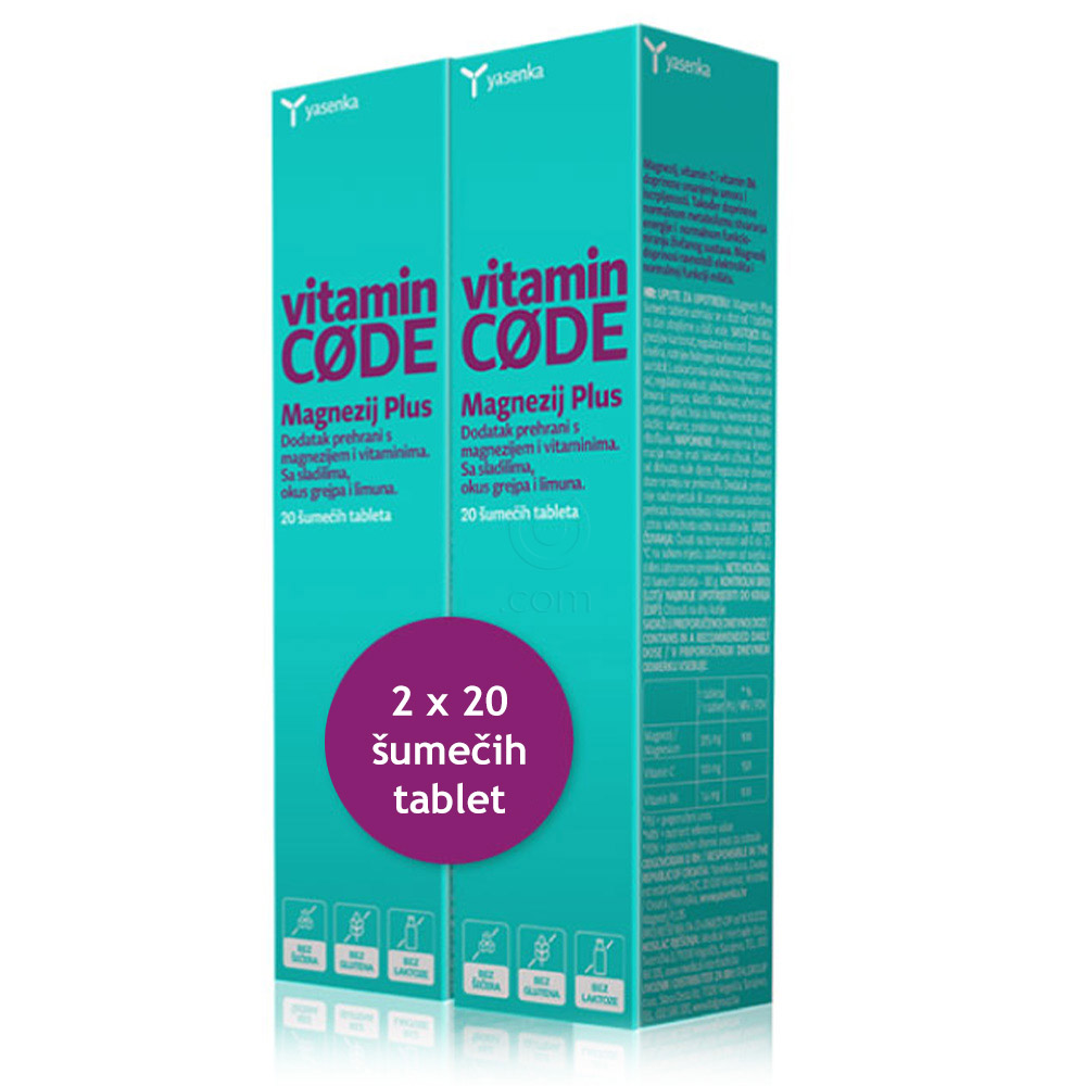 Yasenka Vitamin Code Magnezij Plus - paket (2 x 20 šumečih tablet)