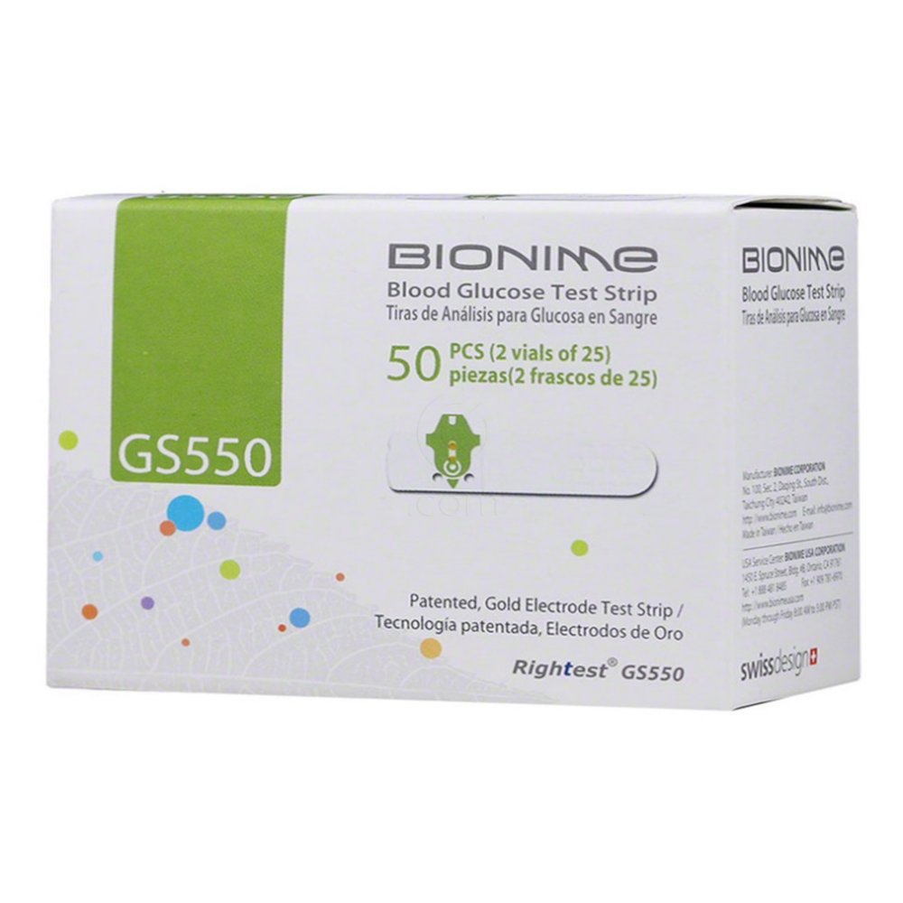 Bionime Rightest GS550, testni lističi (25 testnih lističev)