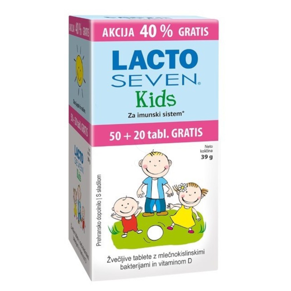 Lactoseven Kids Vitabalans, žvečljive tablete (50 + 20 tablet)