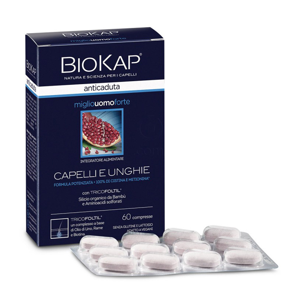 BioKap Miglio Uomo Forte, prehransko dopolnilo za lase in nohte za moške - tablete (60 tablet)