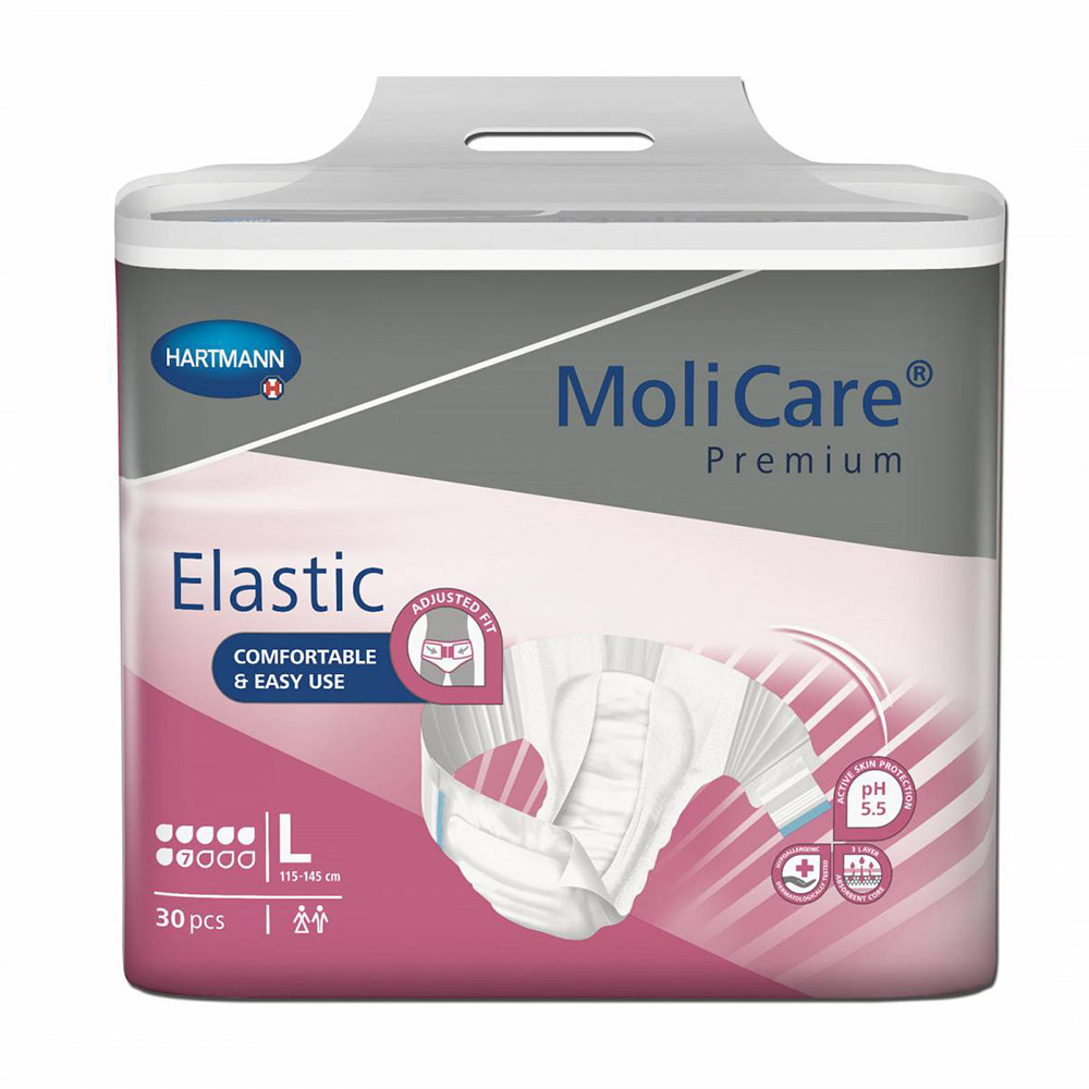 Molicare Premium Elastic 7D, hlačne podloge - velikost L (30 podlog)