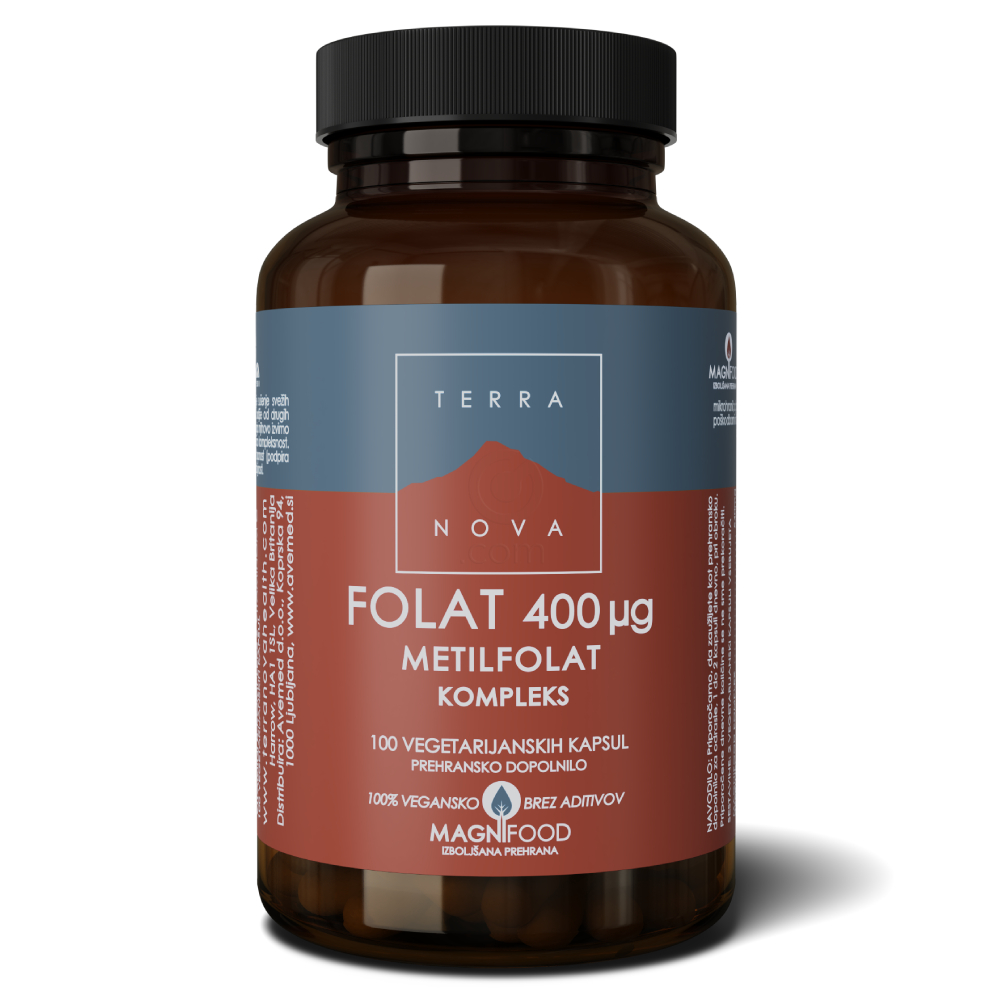 Terranova Folat 400 µg Kompleks, 100 kapsul