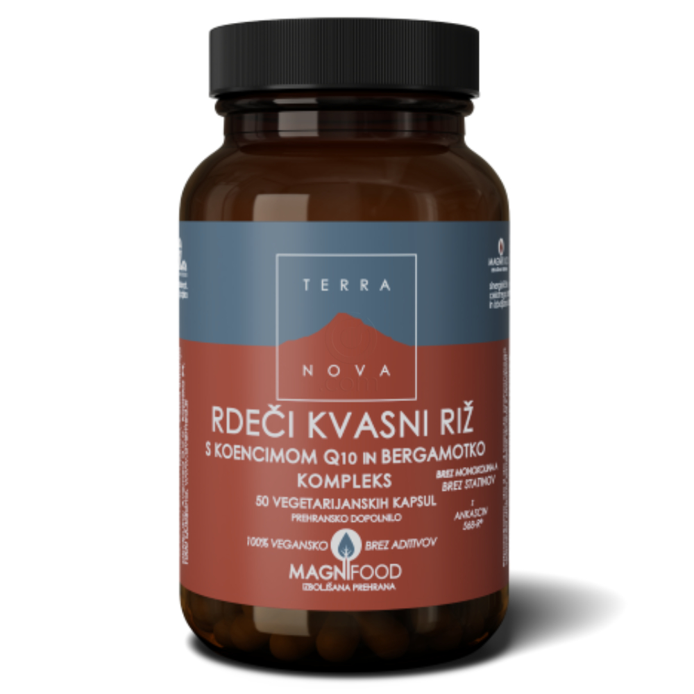 Terranova Rdeči Kvasni Riž s koencimom Q10 in Bergamotko, kapsule (50 kapsul)