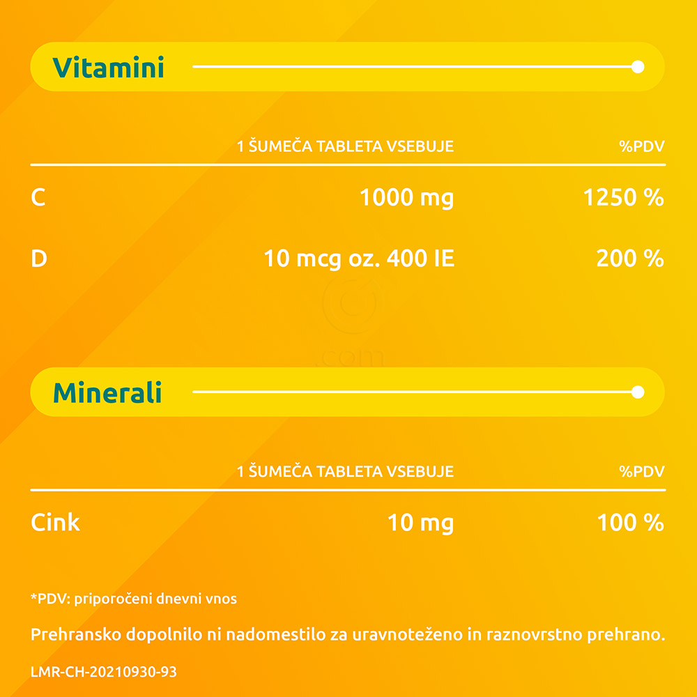 Supradyn Imuno Boost Vitamin C + Vitamin D + Cink, šumeče tablete (20 tablet)