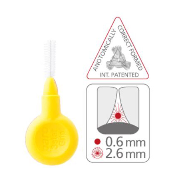 Paro 3Star grip, medzobna ščetka - rumena (4 ščetke + držalo + blister)