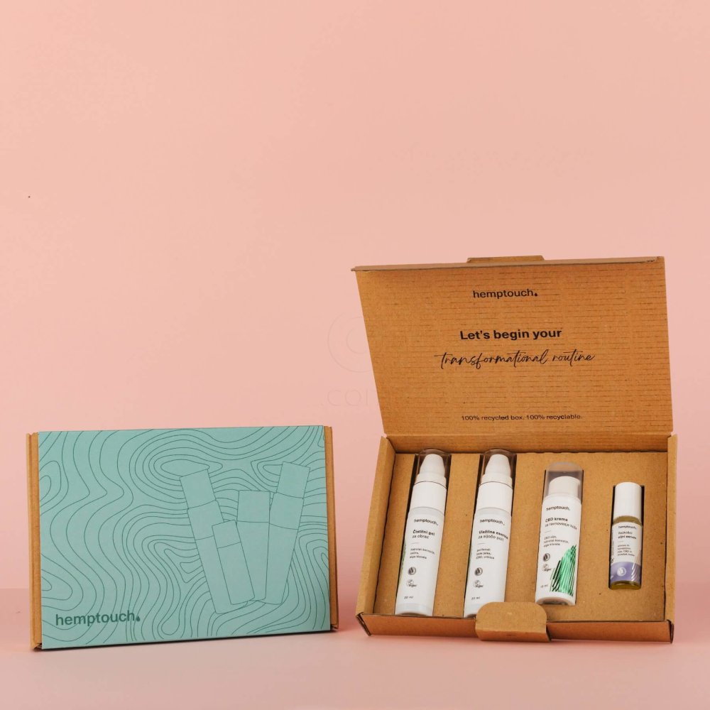 Hemptouch, raziskovalni set za ravnovesje kože (20 ml + 20 ml + 10 ml + 5 ml)