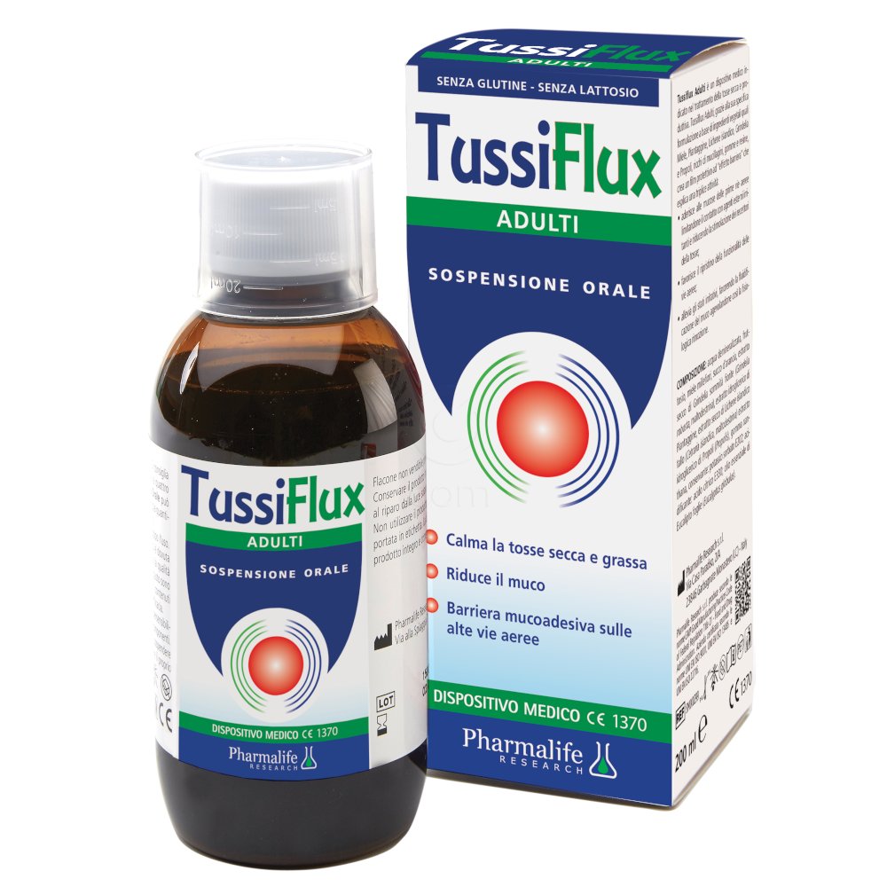 Tussiflux, peroralna suspenzija za pomoč pri kašlju za odrasle (200 ml)