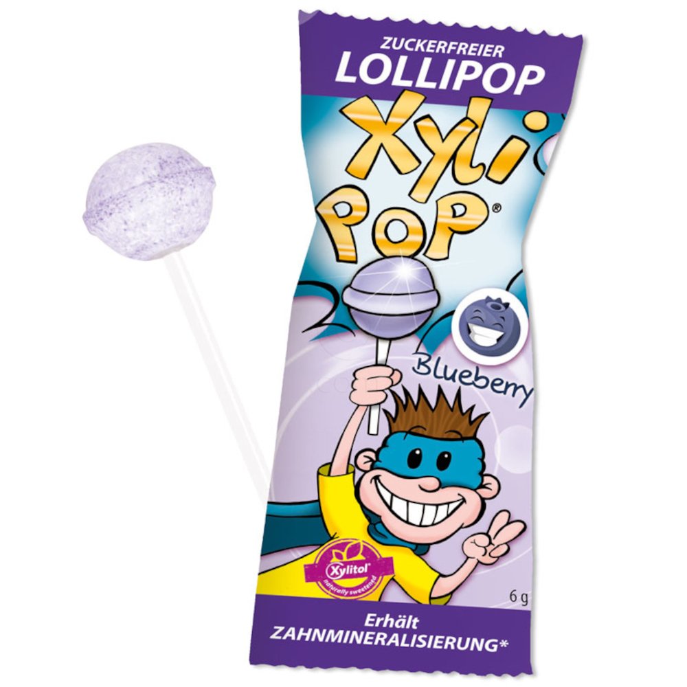 Xylipop, lizika za preventivno in zobno nego z okusom borovnice (25 lizik)