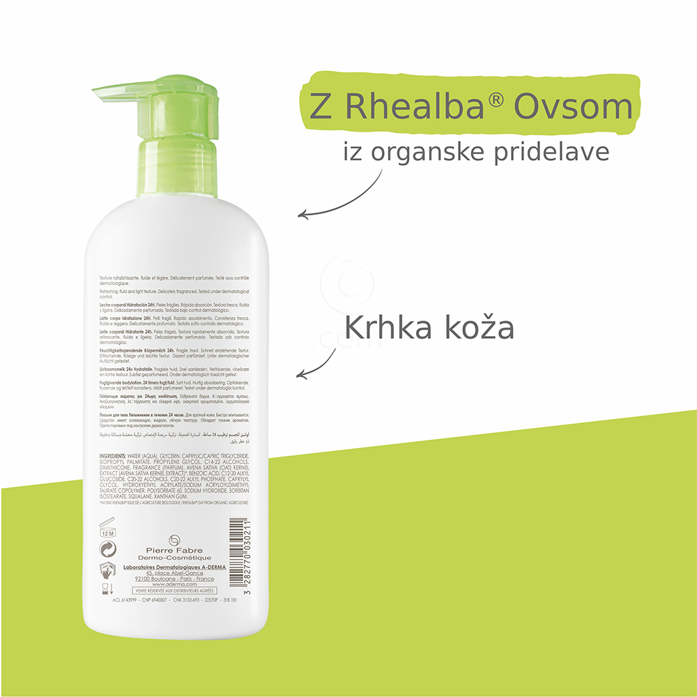 A-Derma, vlažilno mleko za telo (400 ml)