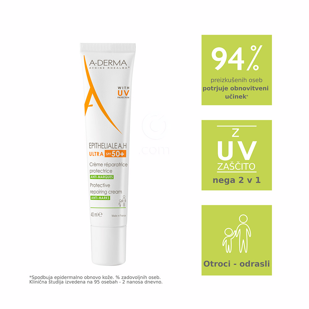 A-Derma Epitheliale A.H Ultra, zaščitna obnavljajoča krema - ZF 50+ (40 ml)