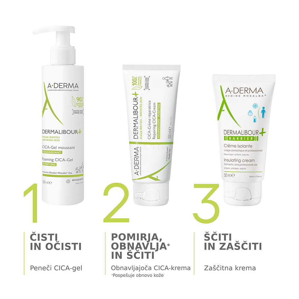 A-Derma Dermalibour+, obnavljajoča CICA-krema (100 ml)