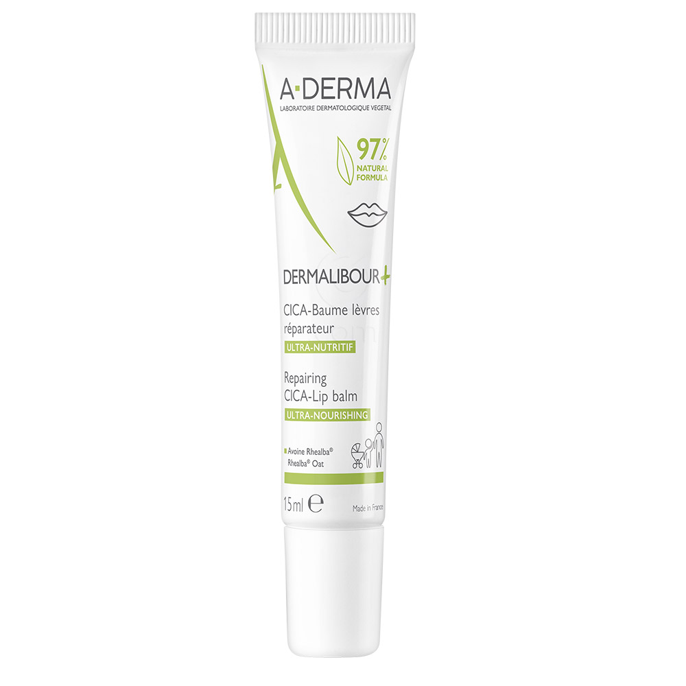 A-Derma Dermalibour+, obnavljajoči cica balzam za ustnice (15 ml)