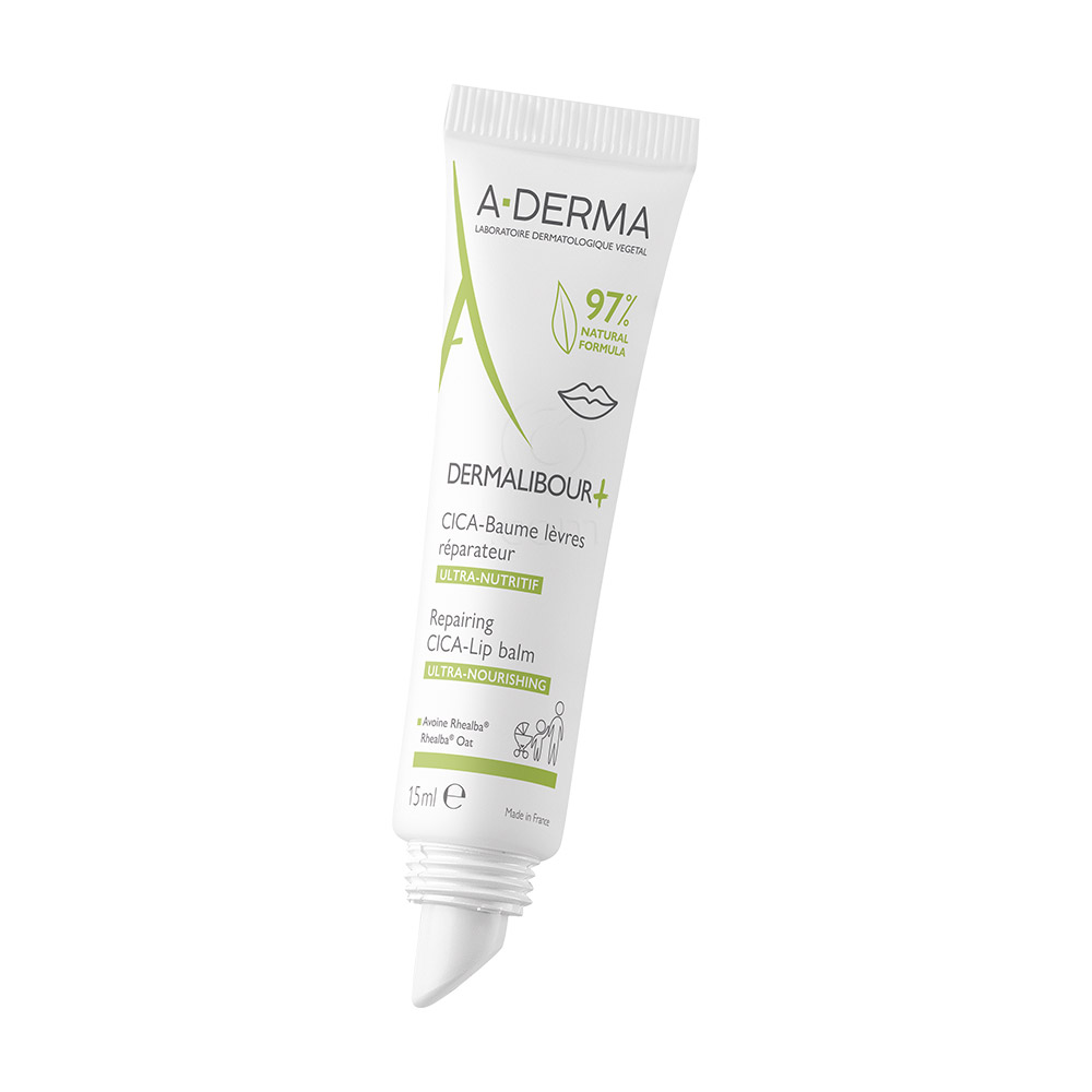 A-Derma Dermalibour+, obnavljajoči cica balzam za ustnice (15 ml)