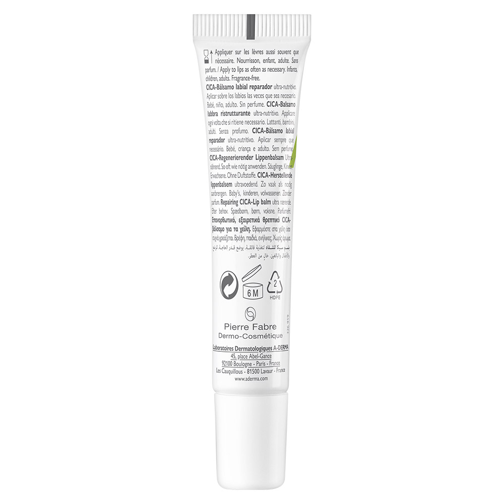 A-Derma Dermalibour+, obnavljajoči cica balzam za ustnice (15 ml)