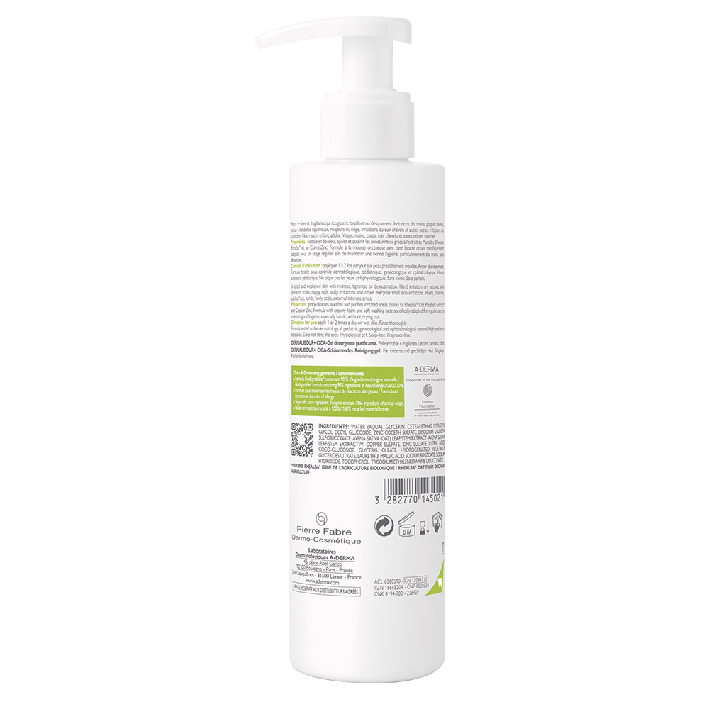 A-Derma Dermalibour+, peneči cica gel (200 ml)