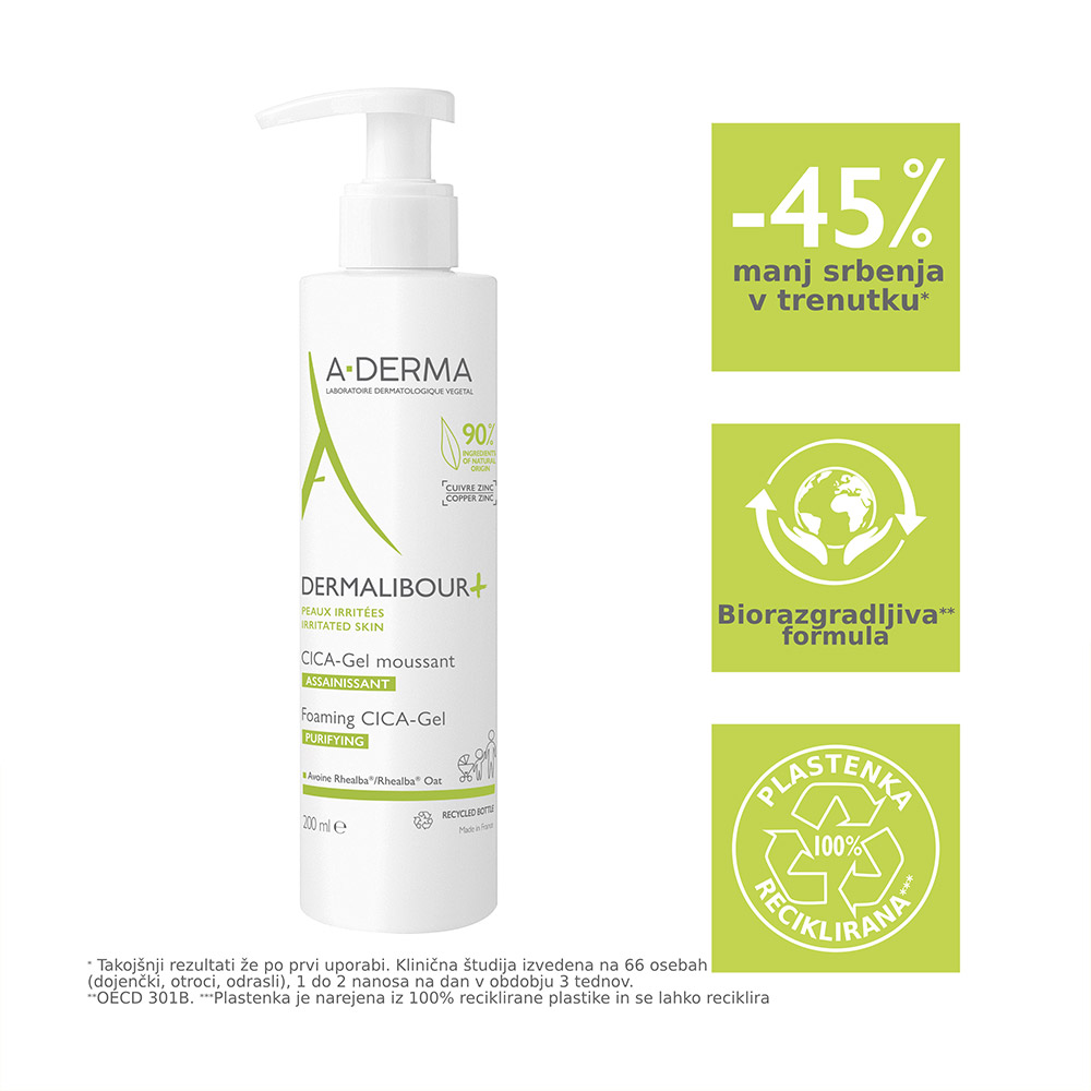A-Derma Dermalibour+, peneči cica gel (200 ml)