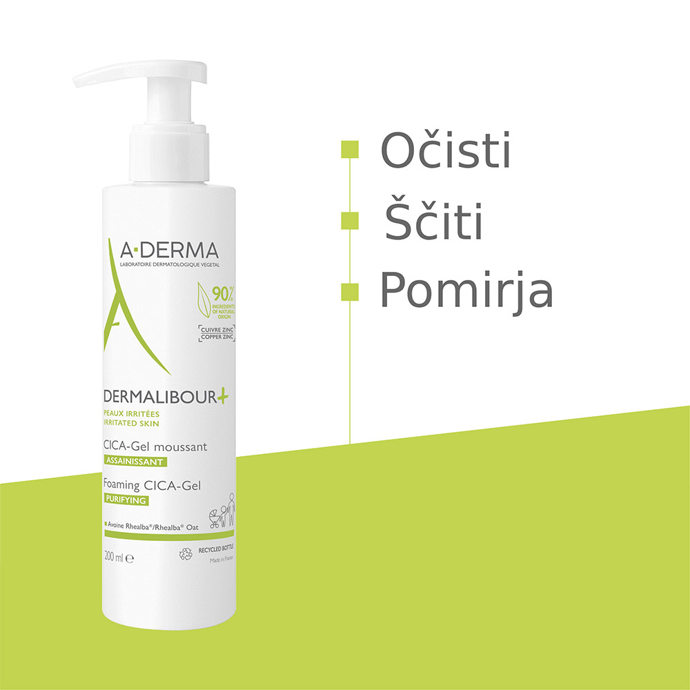 A-Derma Dermalibour+, peneči cica gel (200 ml)