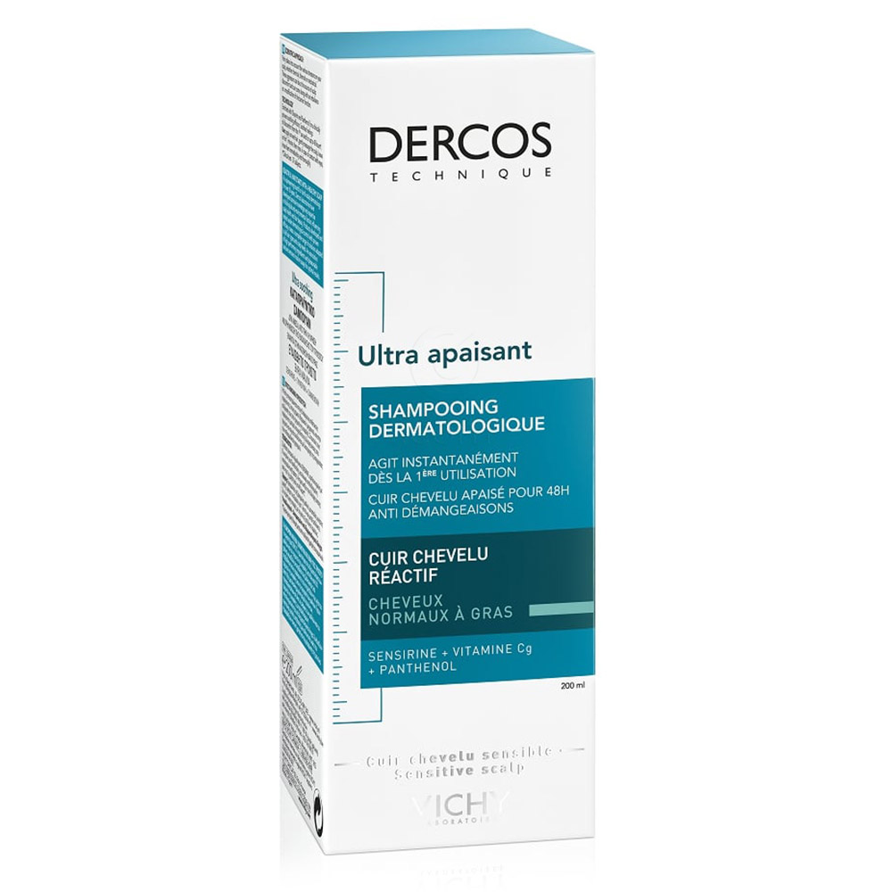 Vichy Dercos Sensitive, pomirjujoč šampon za normalne do mastne lase - 200 ml