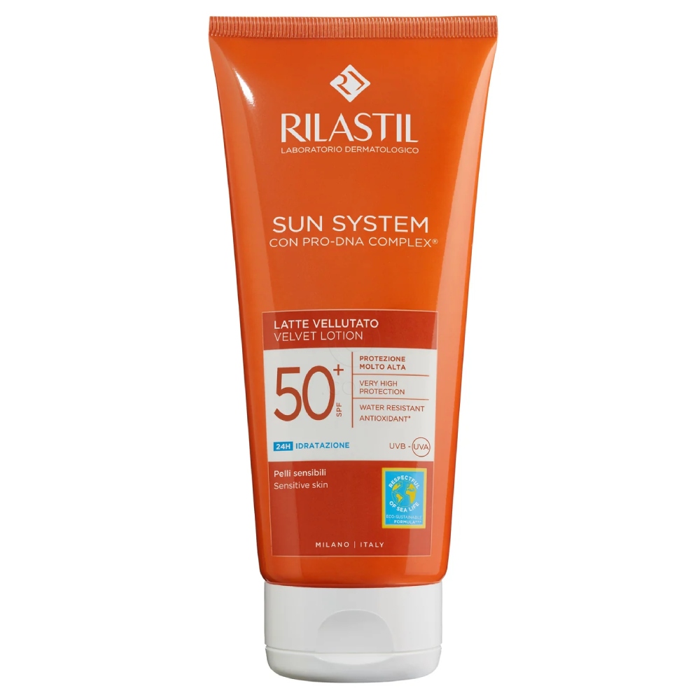 Rilastil Sun System Velvet, losjon za zaščito pred soncem - ZF50+ (200 ml)