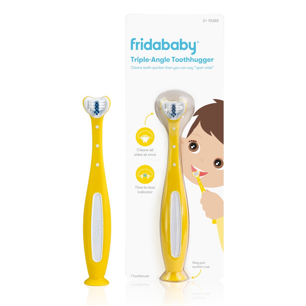 Frida Baby Toothhugger, trikotna otroška zobna ščetka - rumena (1 ščetka)