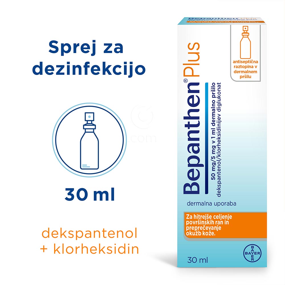 Bepanthen plus 50 mg/5 mg v 1 ml, dermalno pršilo (30 ml)