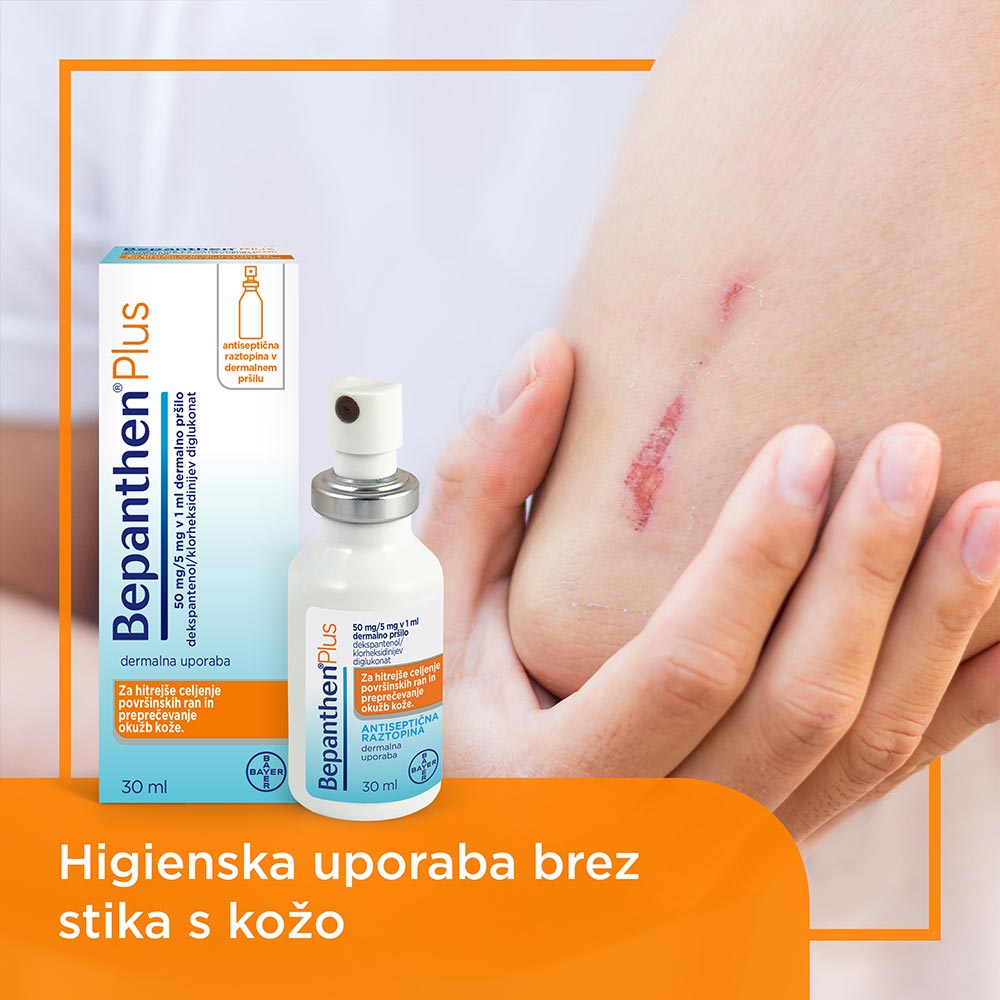 Bepanthen plus 50 mg/5 mg v 1 ml, dermalno pršilo (30 ml)