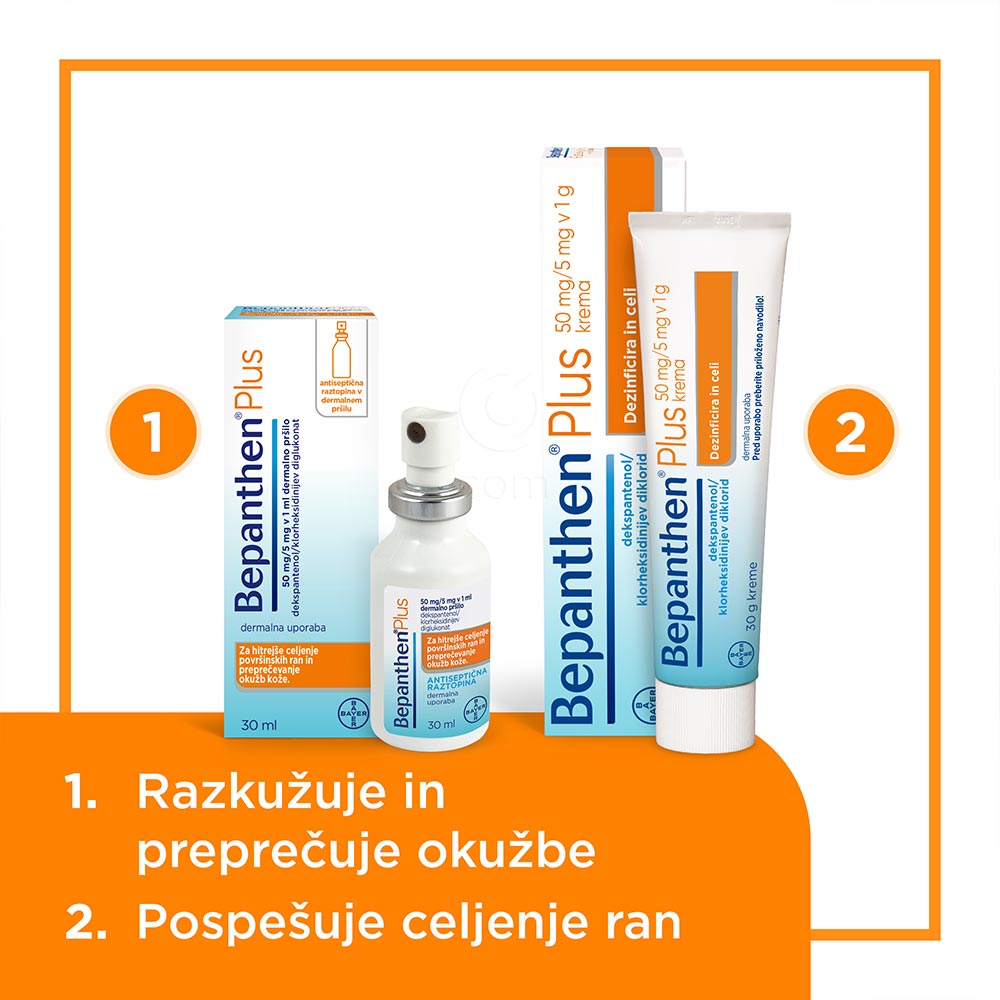 Bepanthen plus 50 mg/5 mg v 1 ml, dermalno pršilo (30 ml)