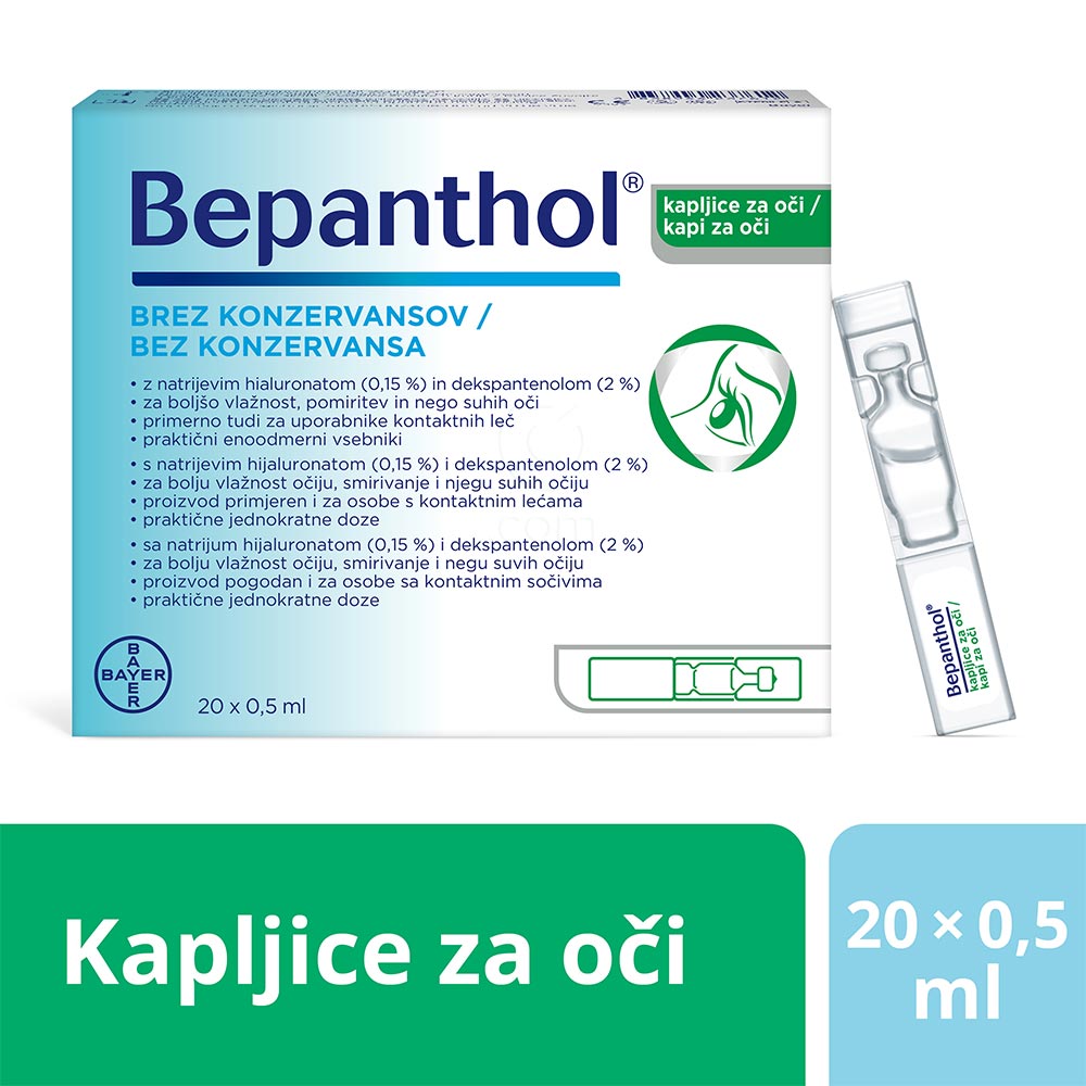 Bepanthol, kapljice za oči (20 x 0,5 ml)