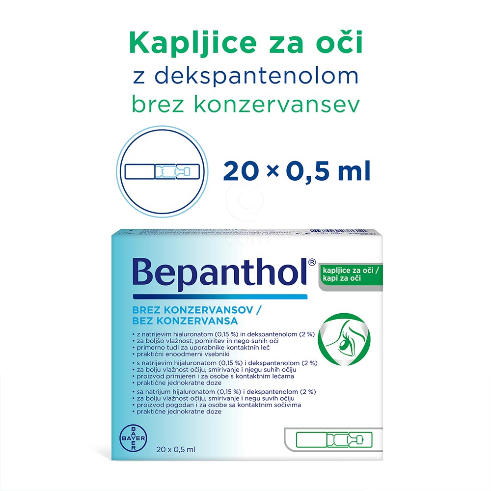 Bepanthol, kapljice za oči (20 x 0,5 ml)