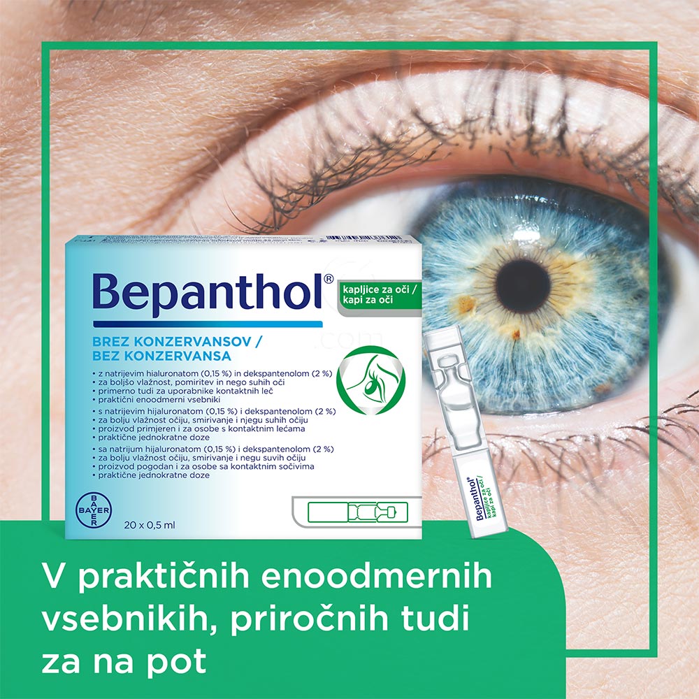 Bepanthol, kapljice za oči (20 x 0,5 ml)