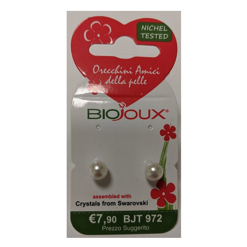 Biojoux, uhani iz kirurškega jekla - Swarowski kristal bela perla - BJT972 (2 uhana)